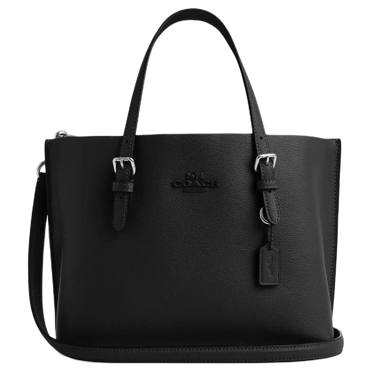 COACH Mollie Detachable Strap Tote Bag for Women – Suede Leather Shoulder Crossbody Handbag in Black