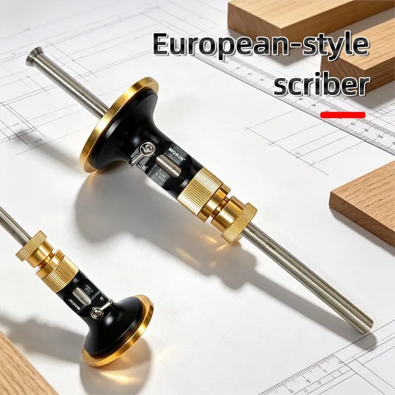 High-precision European Scriber Ruler Marking Gauge Fine-tuning Automatic Alloy Line Scribing DIY Carpentry Fine-tuning Automatic Alloy Line Scribing Depth Measurement Tools