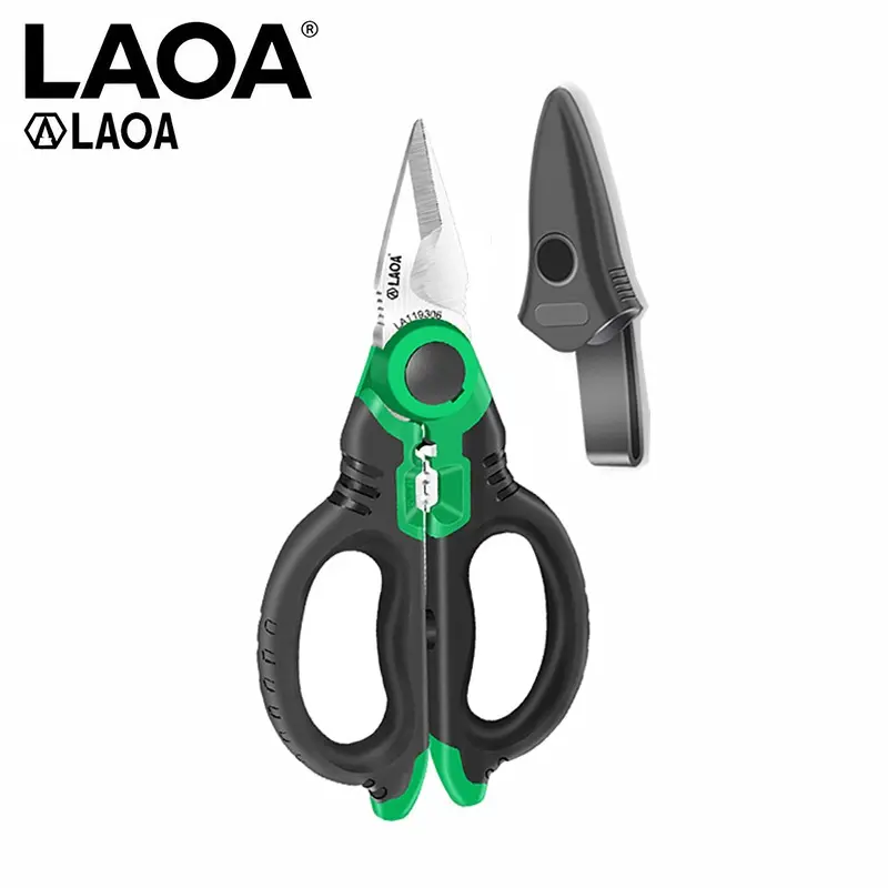 LAOA LA119306 6" Multifunctional Electrician Scissors, Sharp Wire Cutting & Stripping Hand Tool with Dual-Color Anti-Slip Handle, Professional Electrical Tool for Cable Installation, Wiring Work & DIY Repair, Cutting Supplies