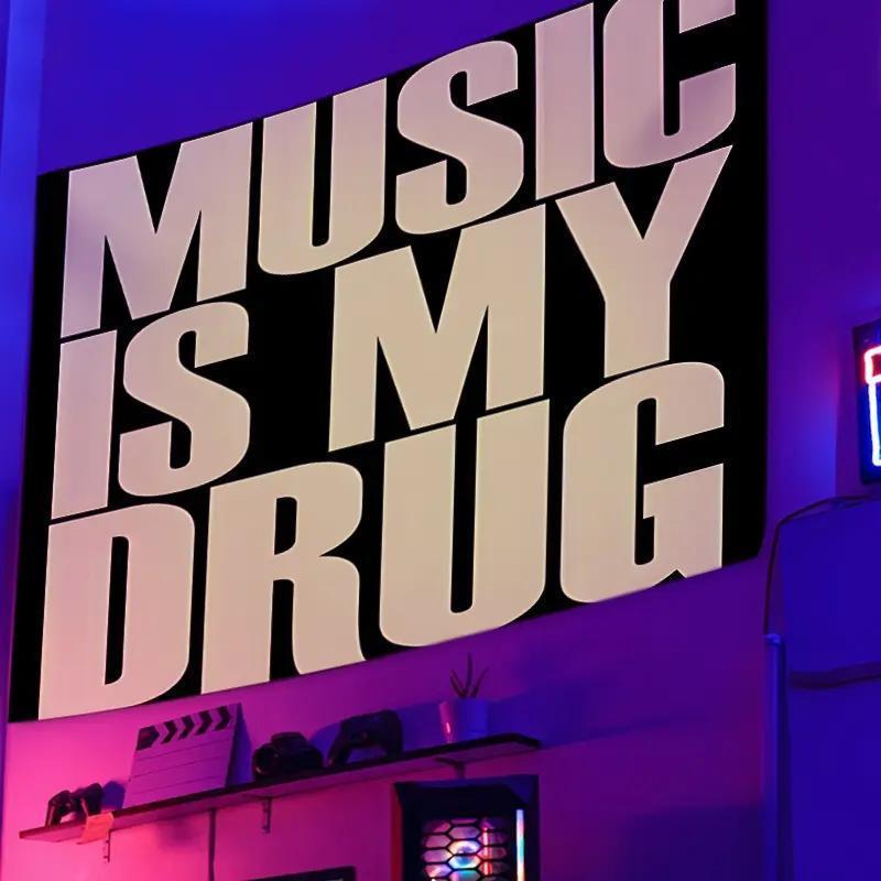 Lightweight Music Is My Drug Tapestry, 3x5 Ft Indoor-Outdoor Wall Banner, Home Decor for Dorm Room, Bedroom, Study Room bedroom decor tapestry cheap bedroom decor chill room accessories,evangelion,family,extra,rivalry,uv,last,suitable