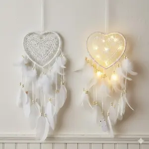 Nordic Minimalist Dreamcatcher Heart LED Light, Waterproof Resin Wall Decor for Christmas Party, Creative Ambiance Lighting for Living Room Bedroom Multi-Scenes