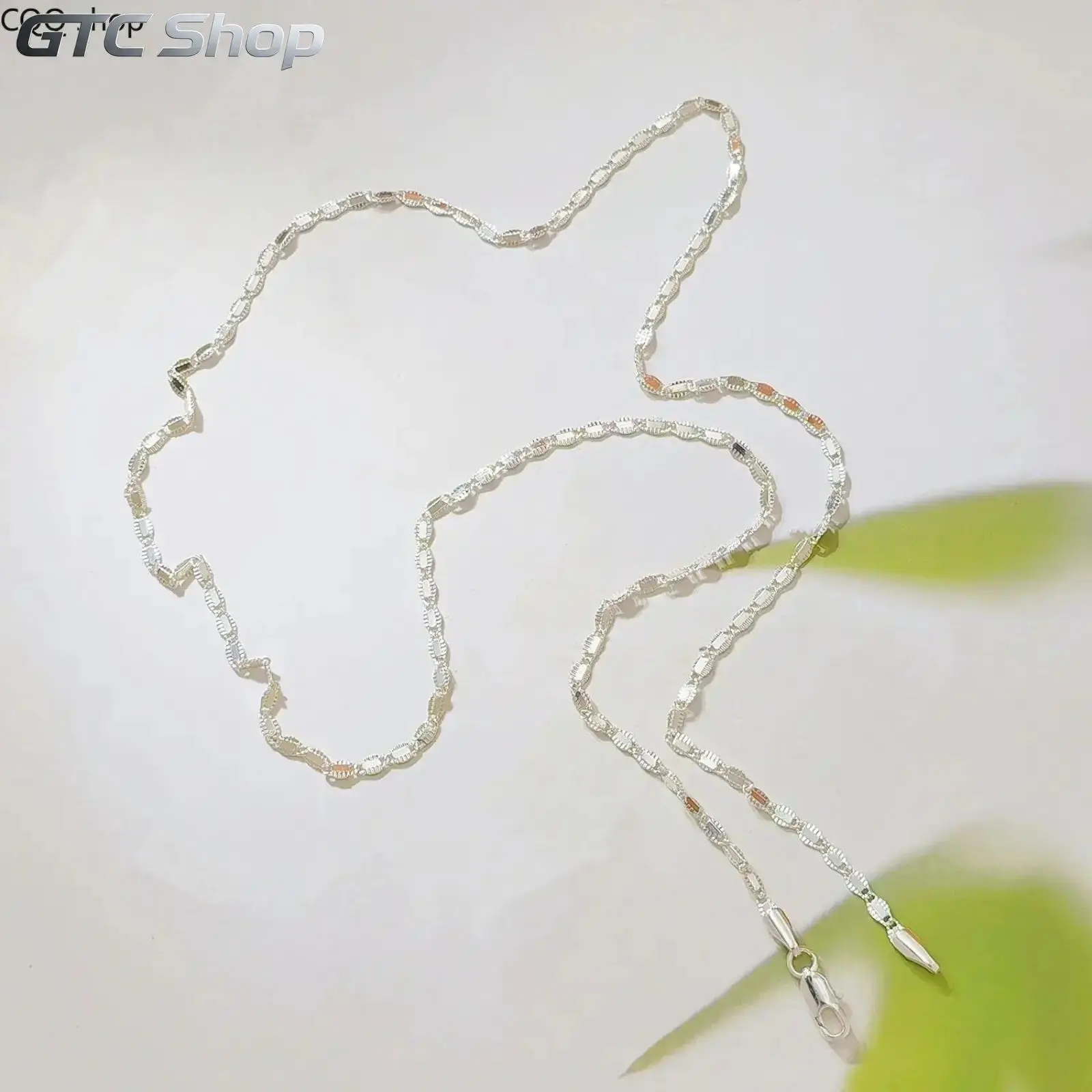 925 Sterling Silver Flat Sequins Chain Necklace for Men Women 60cm 23.6inch Sparkling Yuanbao Link Necklaces Unisex Minimalist Everyday Party Jewelry