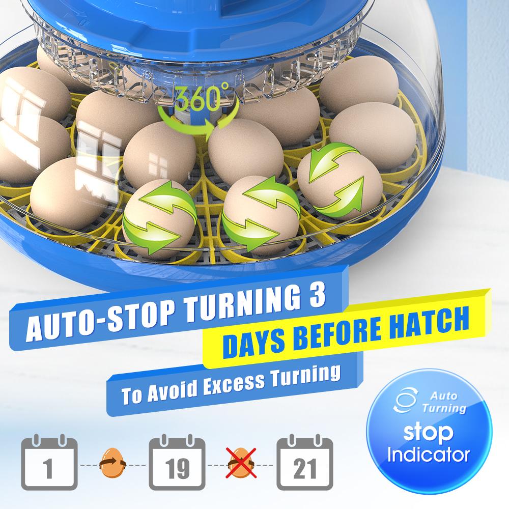 18 Eggs Incubators for Hatching Eggs,  Egg Incubator with Automatic Egg Turning and Temperature Control Humidity Display, Incubator for Chicken Eggs with Adapter,