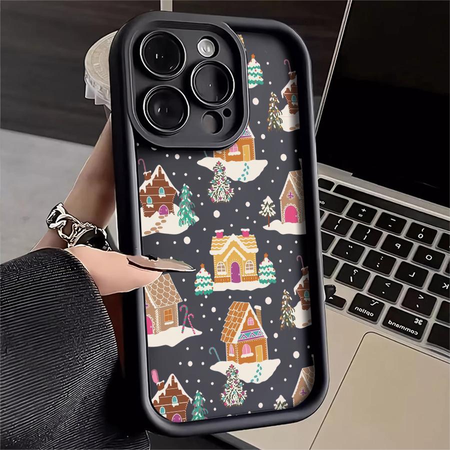 Christmas Gingerbread Houses Phone Case Suitable for Apple iPhone 17 E Air Pro ProMax iPhone16 15 14 Plus 13 12 Mini 11 X XS XR Shock Proof All Inclusive Lens Protection Girlish Style Cute Can Be Given to Friends