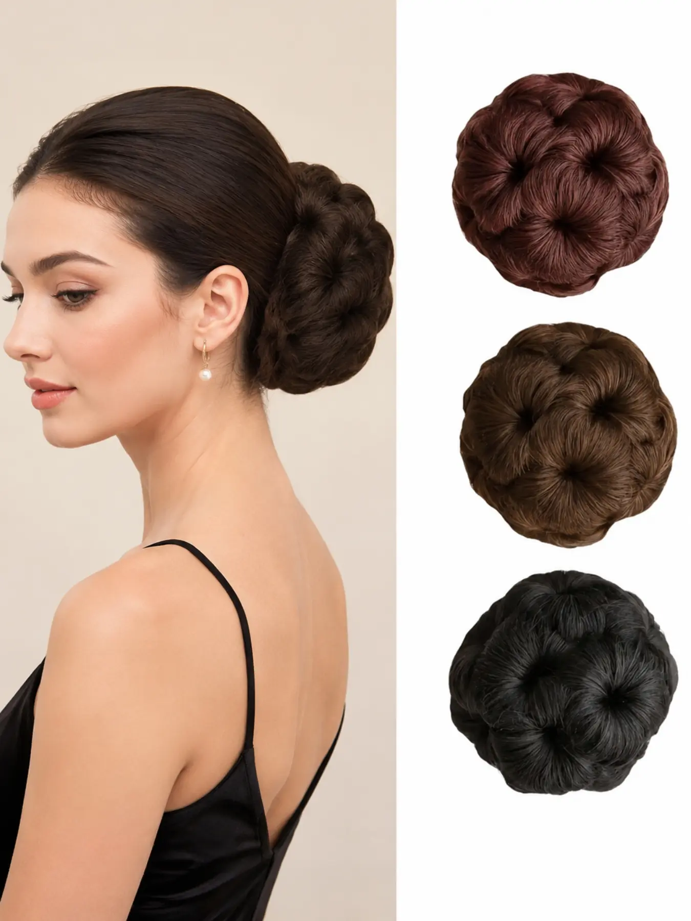 Synthetic Hair Bun Extension 4 Inch Short Messy Bun Hairpiece Clip In Chignon Updo Hair Extension Natural Looking Hair Donut for Women Daily Wear