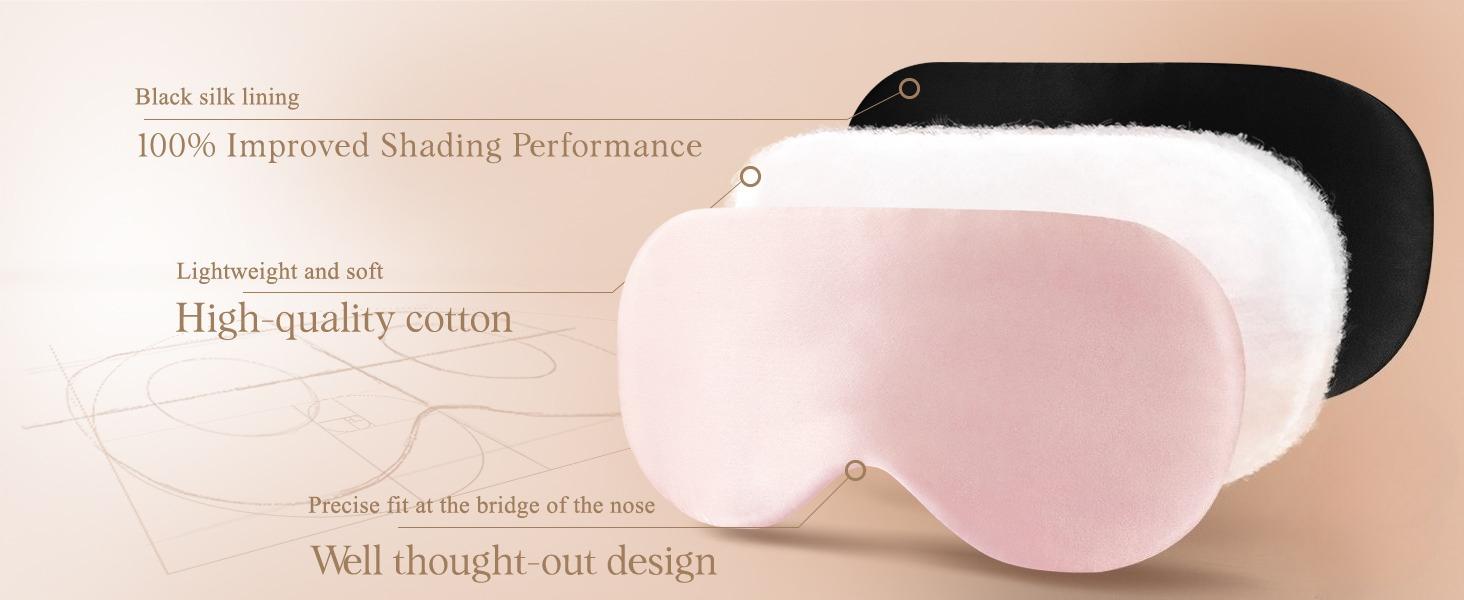 BY-A105 Luxury 100% Mulberry Silk Sleep Mask for Women | Adjustable Blackout Eye Mask with No Pressure Design | Soft Breathable Organic Silk Fabric | Perfect Travel Essentials & Gift (Pink)