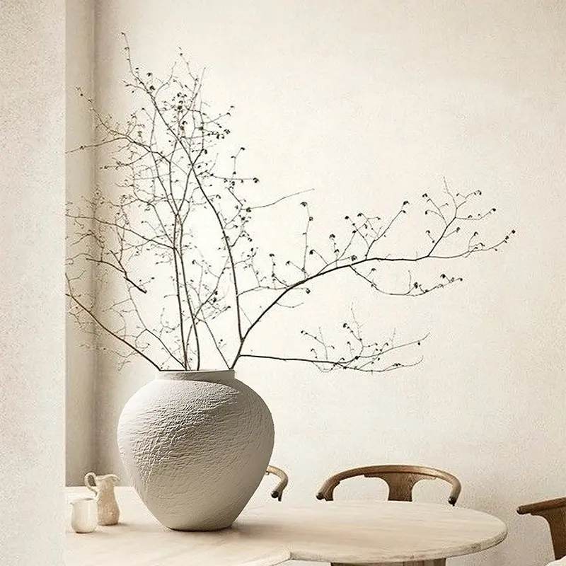 Wabi-sabi style textured stone-pattern vase for home living room TV cabinet decoration, a gift for friends on housewarming