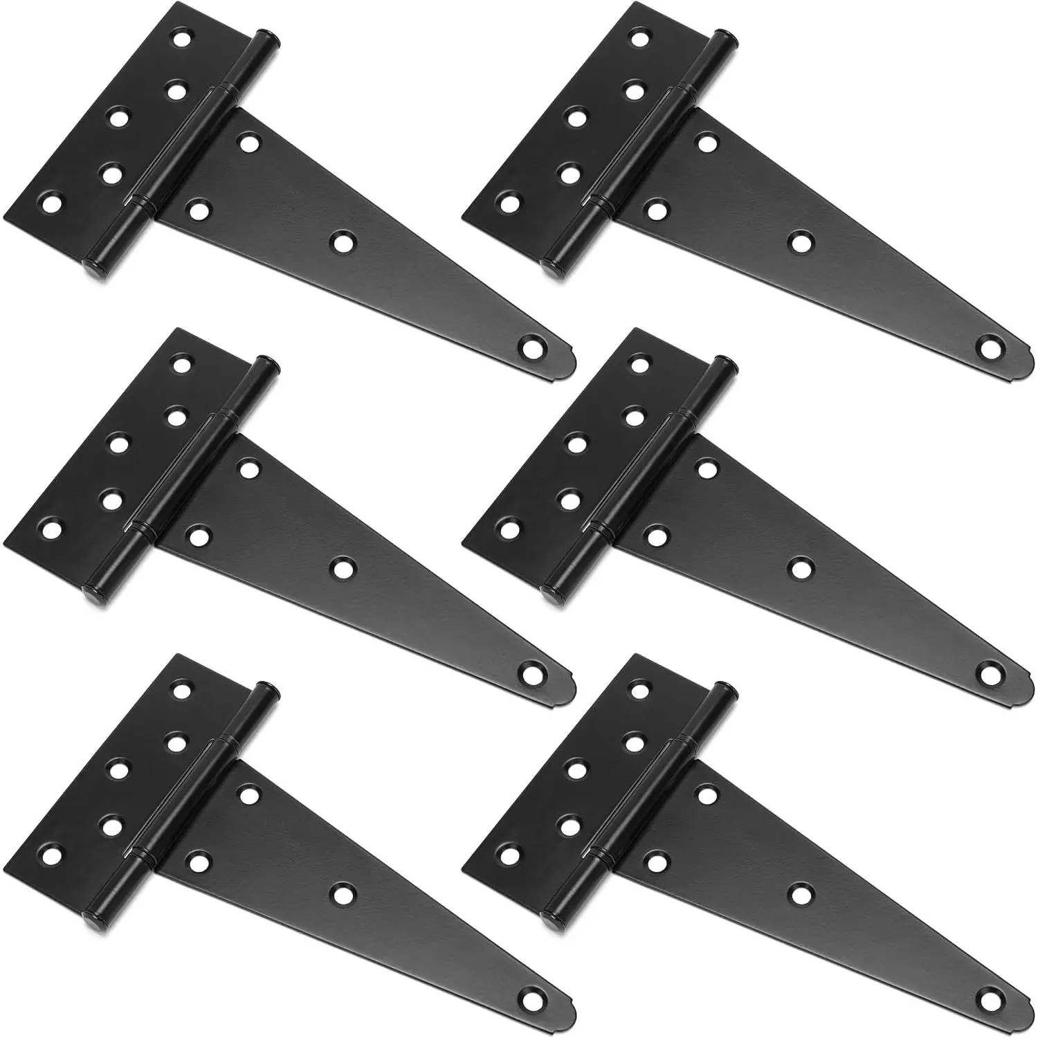 4" T-Strap Shed Door Hinges 2 count, Heavy Duty Black Tee Hings for Wooden Fence Gate, Outdoor T Hinges Barn Door Gate Hinges Hardware, Wrought Hinges Hardware, Thickness 2mm