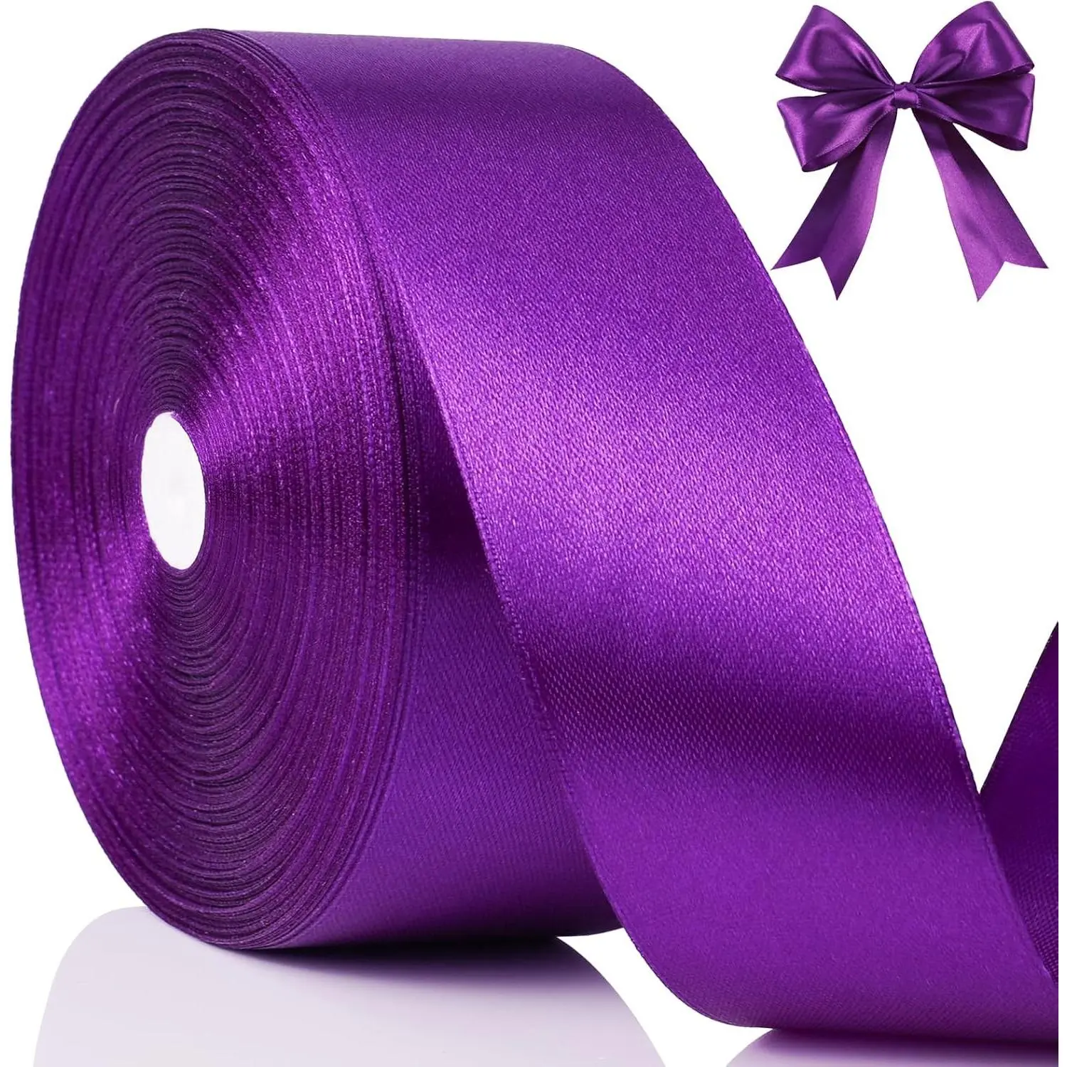 100 Yards Ribbon,1-1/2 Inch Purple Satin Ribbon,Single Face Satin Ribbons,Perfect for Gift Wrapping,Wedding Decoration,Handmade Bows,Wrapping Bouquet and More