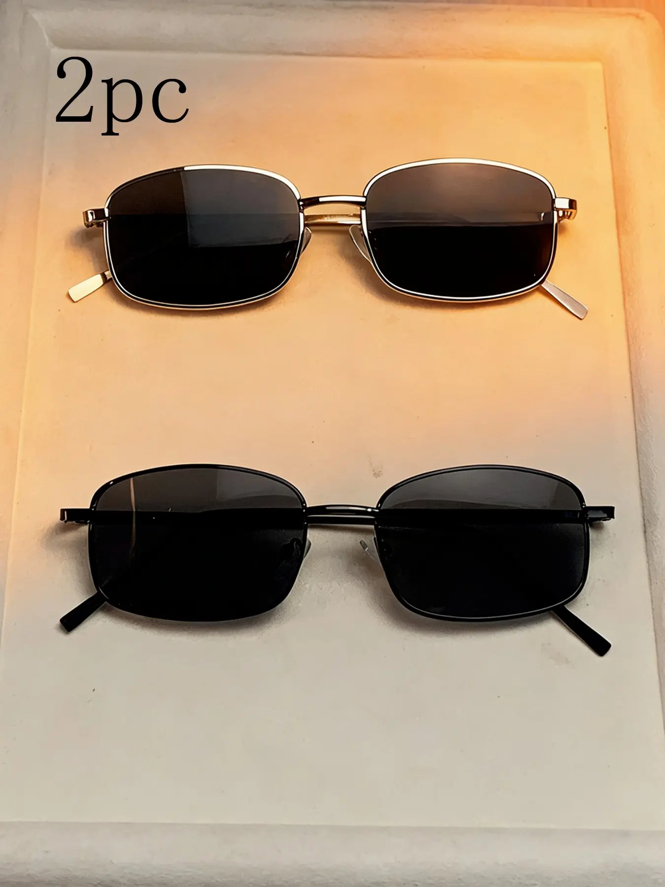 2pc Korean Style Small Frame Square Sunglasses, Unisex Trendy Hong Kong Fashion Personality Sun Glasses, Stylish Aviator Shades, Fashionable Sunglasses