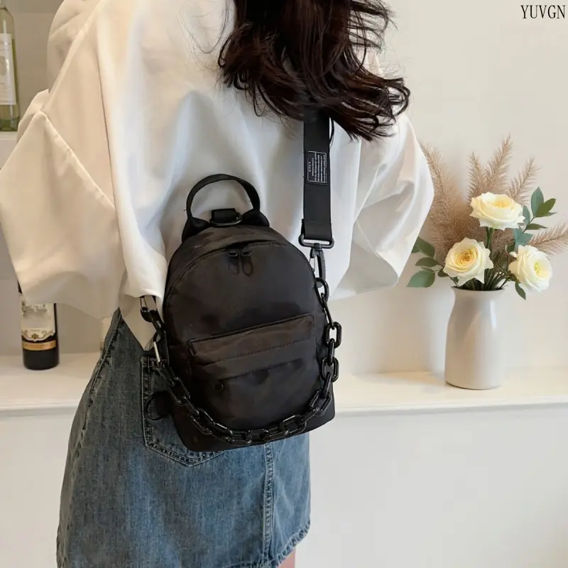 Convertible Crossbody Backpack - Multi-Function Mini Chain Decor Sports & Outdoor Gym Bag with Random Matching Shoulder Strap, Crossbody Bag Alternative, Everyday Crossbody Bag, Adjustable Shoulder Bag tiktokshopbacktoschool