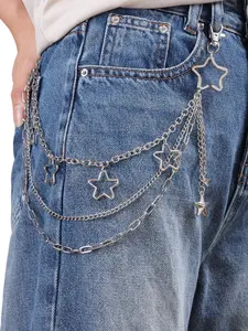 New Fashion Waist Chain, Stylish Hollow Out Pentagon Multi-Layer Metal Pants Chain, Versatile Hip Hop Pants Chain Trendy
