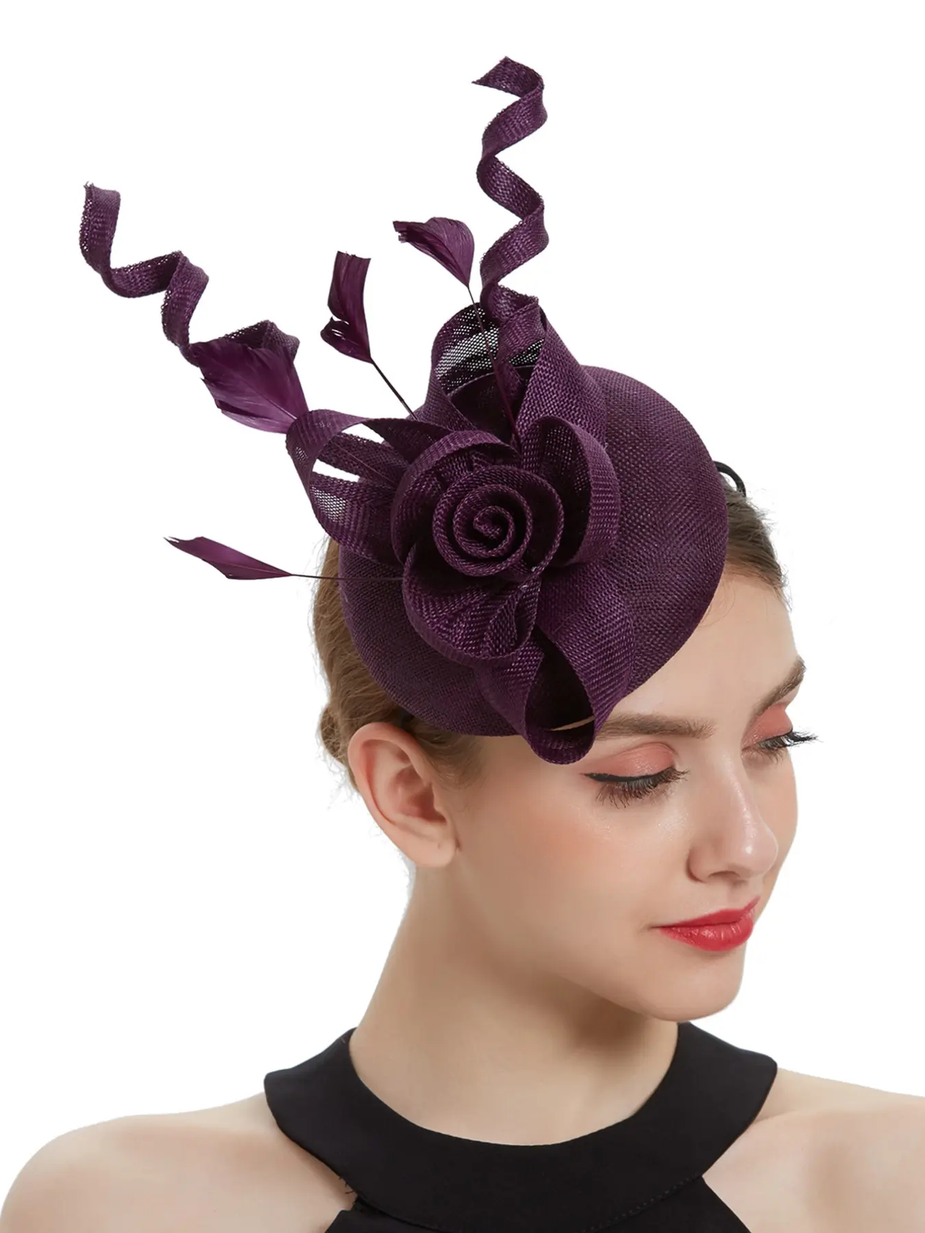1PC Kentucky Fascinators Hats for Women - Vintage Tea Party Outfit Headband Church Derby Hat Christmas and Halloween hair accessories for Women