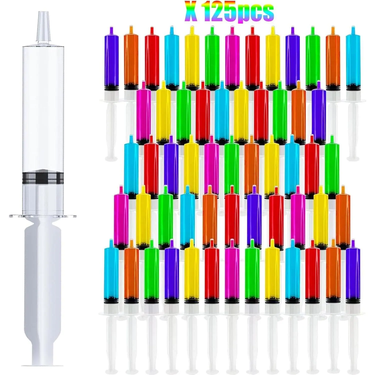 125 Pack 10ml Jello Syringes with Caps, BPA-Free Reusable Plastic Syringes for Jelly Pudding Juice Desserts, Perfect for Halloween Thanksgiving Christmas Birthday Party Supplies