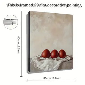 2D flat painting, 1-piece set, 2D wooden framed oil painting, three red Easter eggs, Orthodox Easter digital download, minimalist oil painting, modern Christian wall art, Easter still life print, holiday gift, exquisite home gift, suitable for bedroom, li