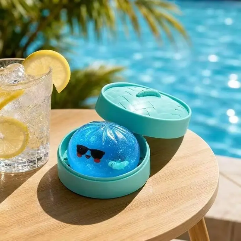 4-Pack Blue Shark Baozi Squishy Toy, Cute Stress Relief Squeezing Toy with Sunglasses, Mini Steamer Storage Box, Adult & Kids Desk Gift