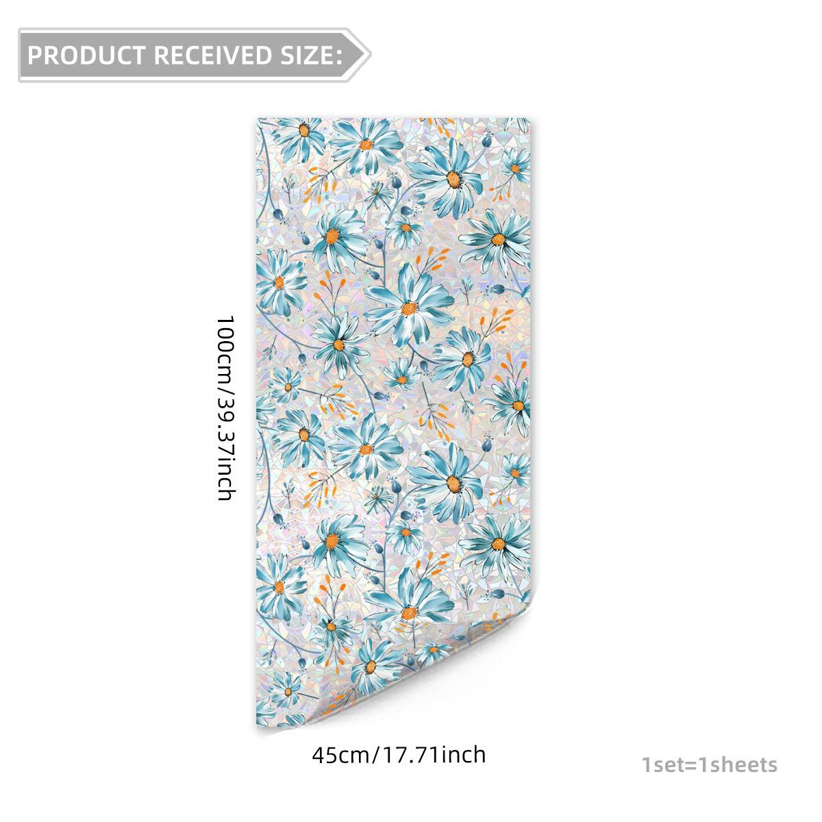 Daisy Pattern Window Sticker, Double Sided Window Decal, Static Cling Window Film, Floral Pattern Sticker, Decorative Sticker for Home Kitchen Living Room Bathroom, Ornaments