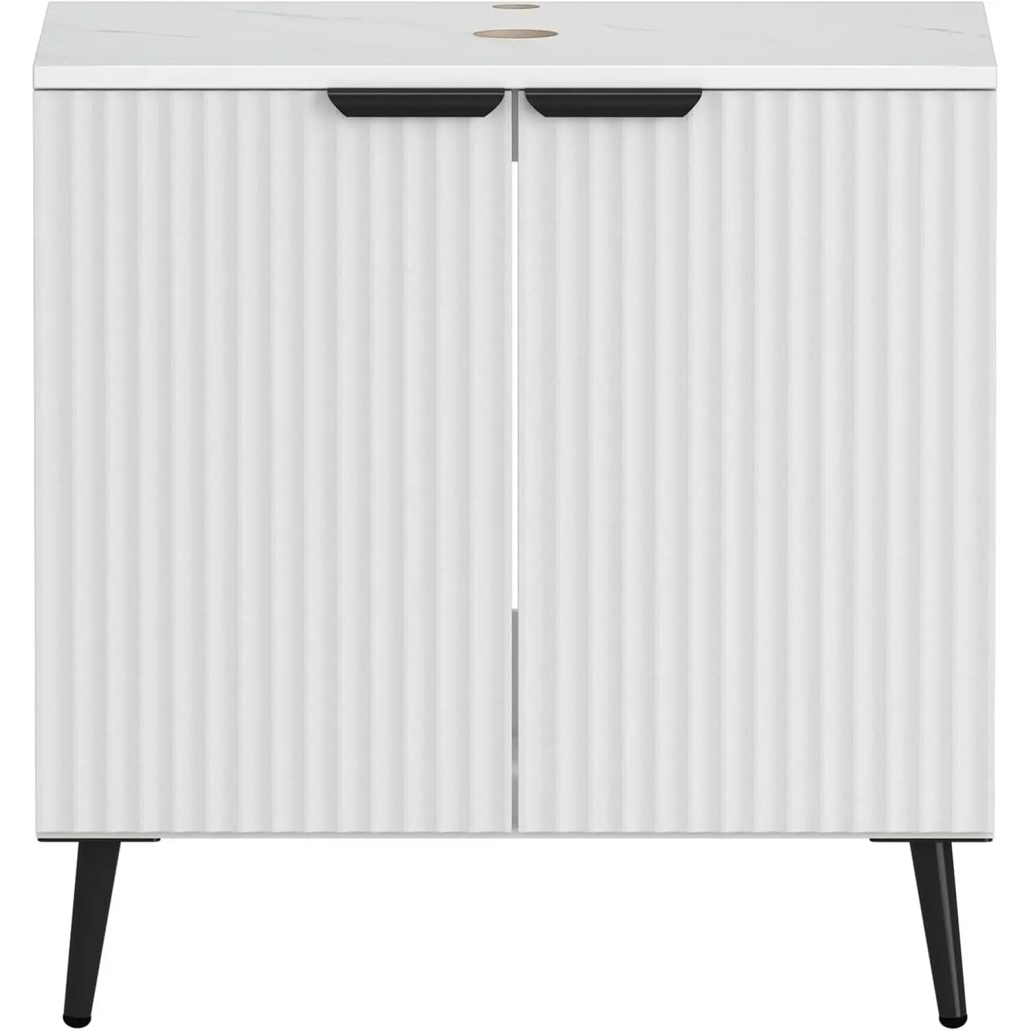 30" Bathroom Vanity, Freestanding Modern Fluted Bathroom Vanity Without Sink, Under Sink Storege Cabinet with 2 Soft-Close Doors, Metal Handle,Easy Assembly, White