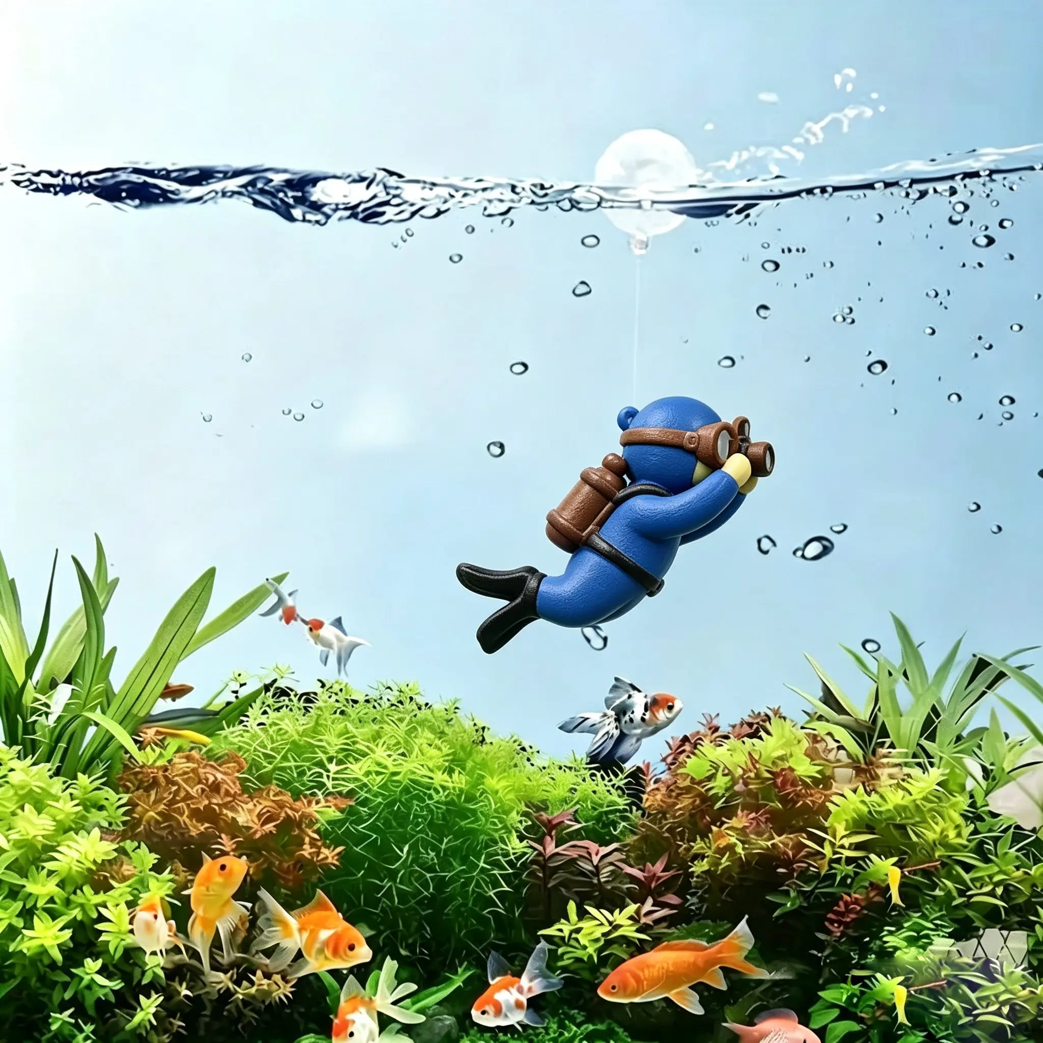 PVC Mini Diver Statue for Aquarium Decoration, Creative Fish Tank Accessory, Unique Aquatic Ornament, Perfect for Home Decor, Aquarium Supplies, Fish Tank Decorations