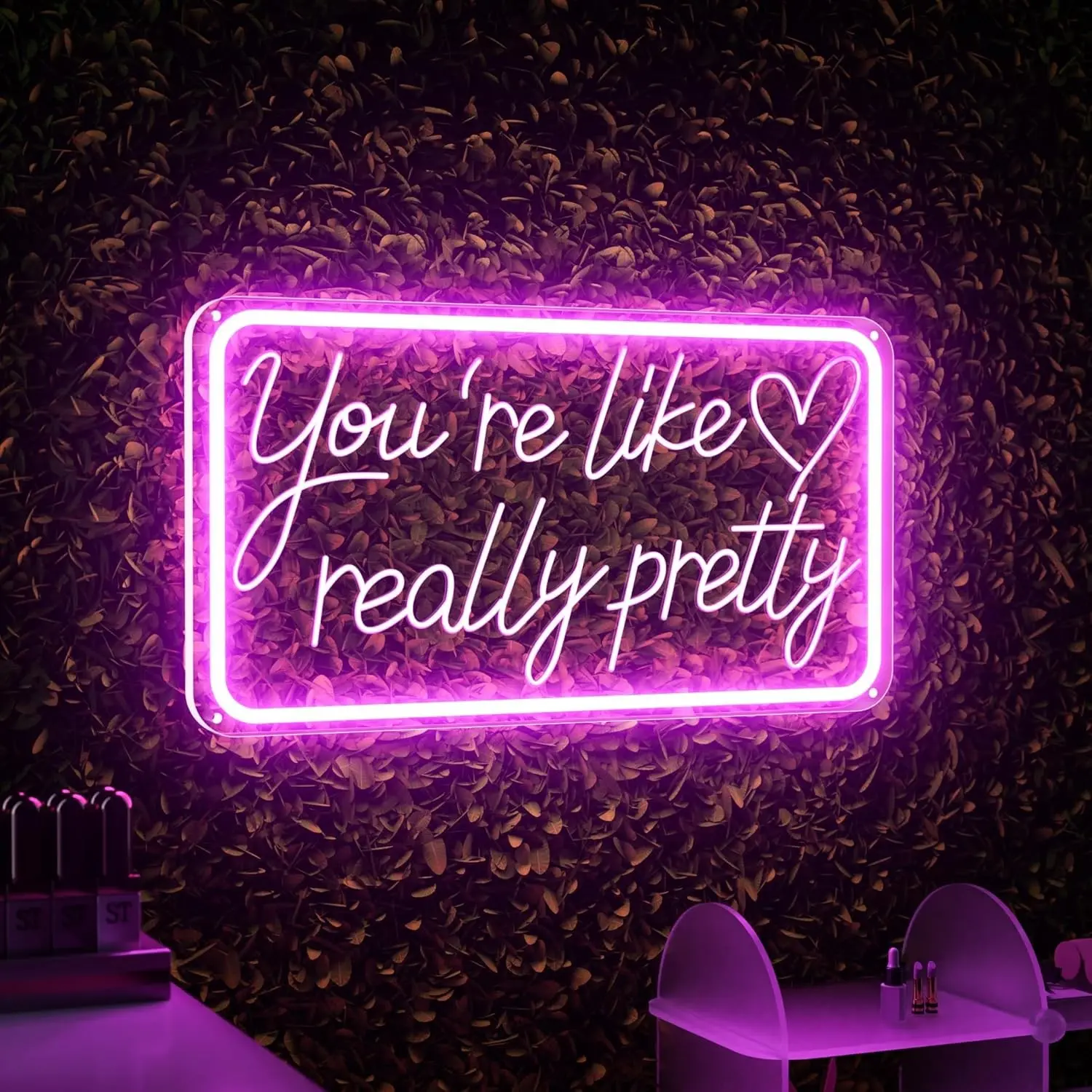 Pretty Pink LED Neon Name Signs for Wall Decor, Aesthetic Neon Light Signs for Teen Girls Room Decor, Perfect for Bedroom, Salon, Wedding Party Decoration