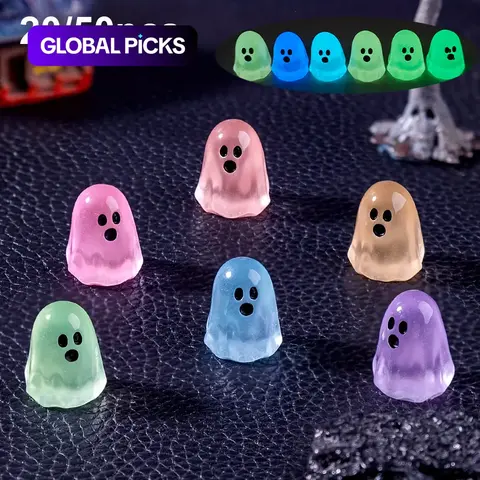 Random Cute Glow-in-the-Dark Ghost Lightweight Figurines, Cute Luminous Halloween Resin Figure Ornaments for DIY Decor & Micro Landscape #GLOBAL PICKS