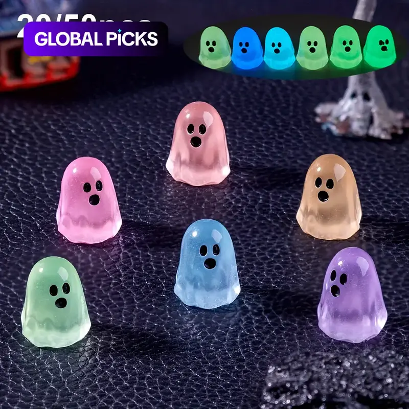 Random Cute Glow-in-the-Dark Ghost Lightweight Figurines, Cute Luminous Halloween Resin Figure Ornaments for DIY Decor & Micro Landscape #GLOBAL PICKS