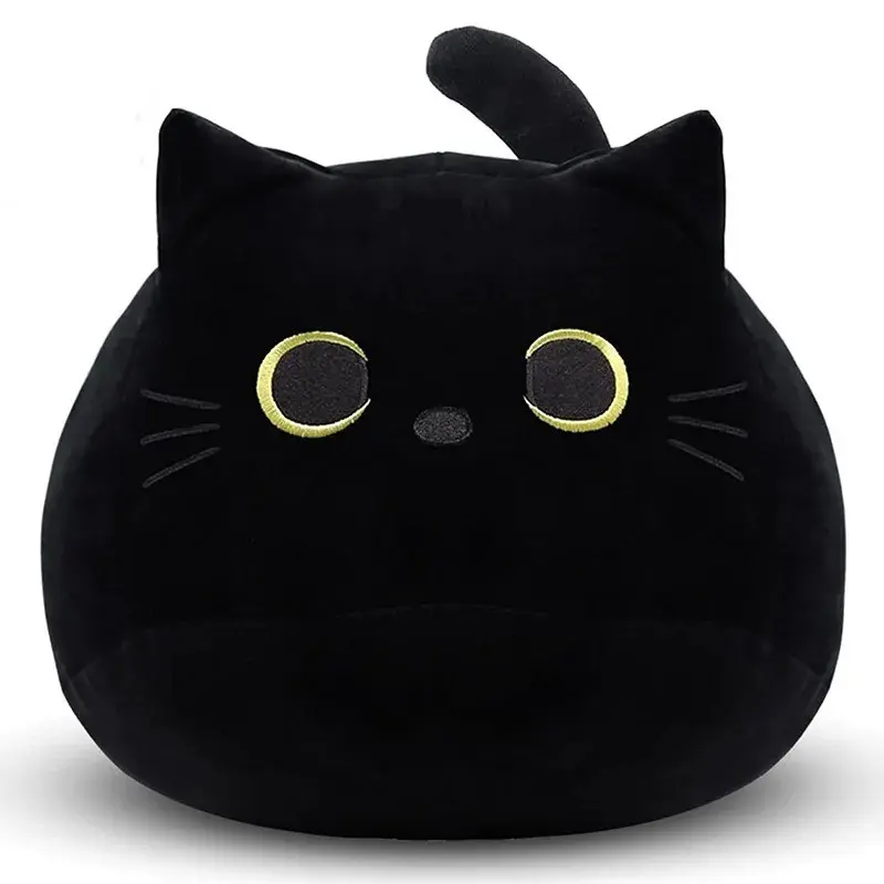 Creative Black White Grey Cat Plush Pillow, Soft Stuffed Animal Cushion, Cute Stuffies, Home & Room Decor Ornament, Holiday Gift