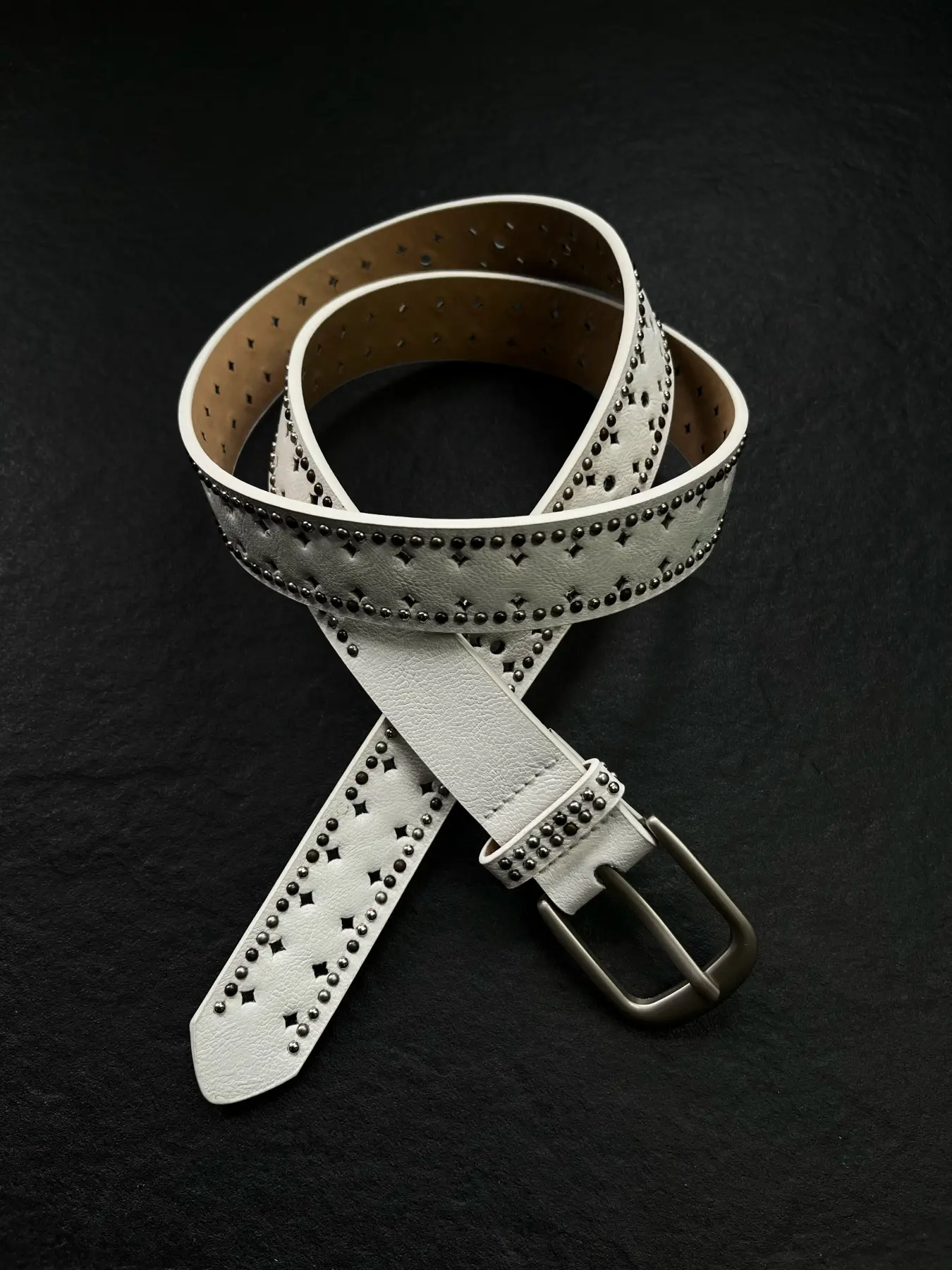 Fashionable Sweet Cool Pentagram Starry Sky Double Row Rivet Belt Y2K Spicy Girl PU Belt Pants Belt