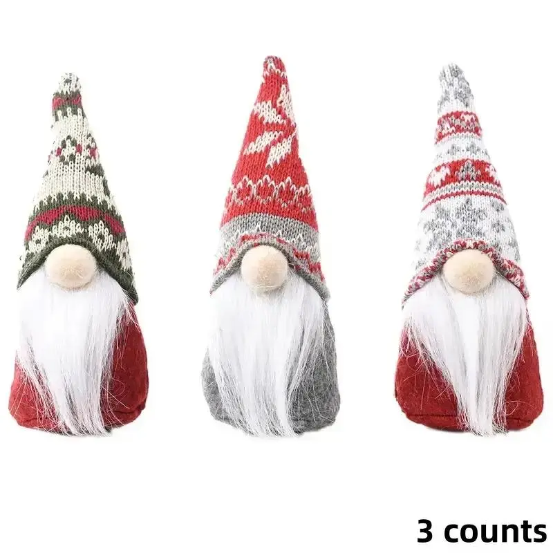 Festival Dwarf Christmas Decorations, & Knitted Hats with Beards, Ideal for Festive Season, Gift Ideas, Holiday