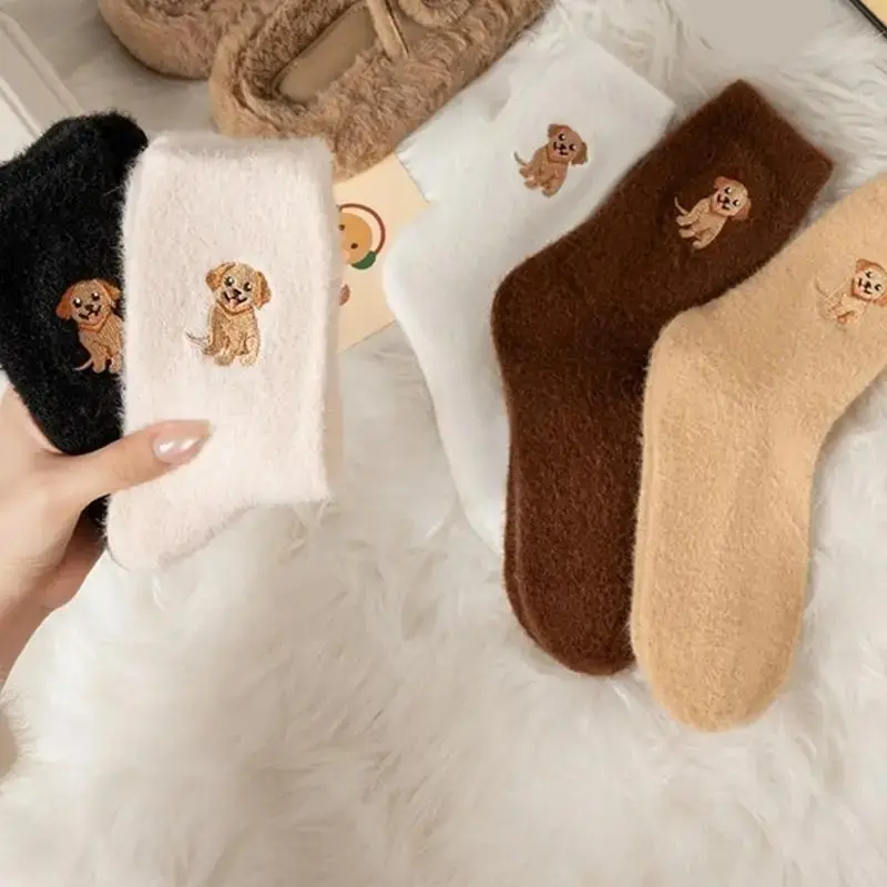 5 Pairs Fleece Socks for Women & Girls – Warm Animal Pattern Thermal Winter Socks