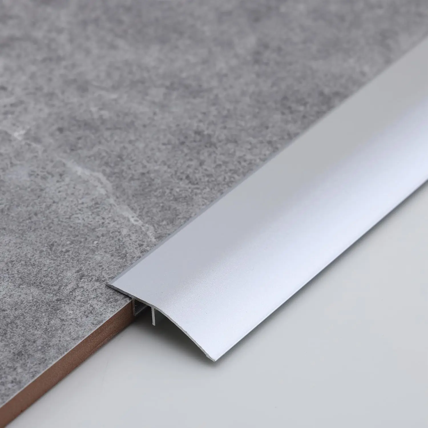 Aluminum Floor Transition Threshold Strip, Bridge The Height Gap Between 0.2 to 0.5 inches for Doorway Ramp Tiles Laminate Planks (35.4in x 1.7in, Matte Silver)