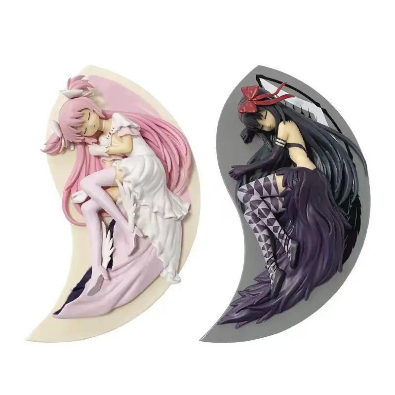Magic Girl Madoka Lying Pose Figure, Homura Akemi Devil Form Open Eye Closed Eye Handmade Collectible Model, Anime Merchandise Decorative Item