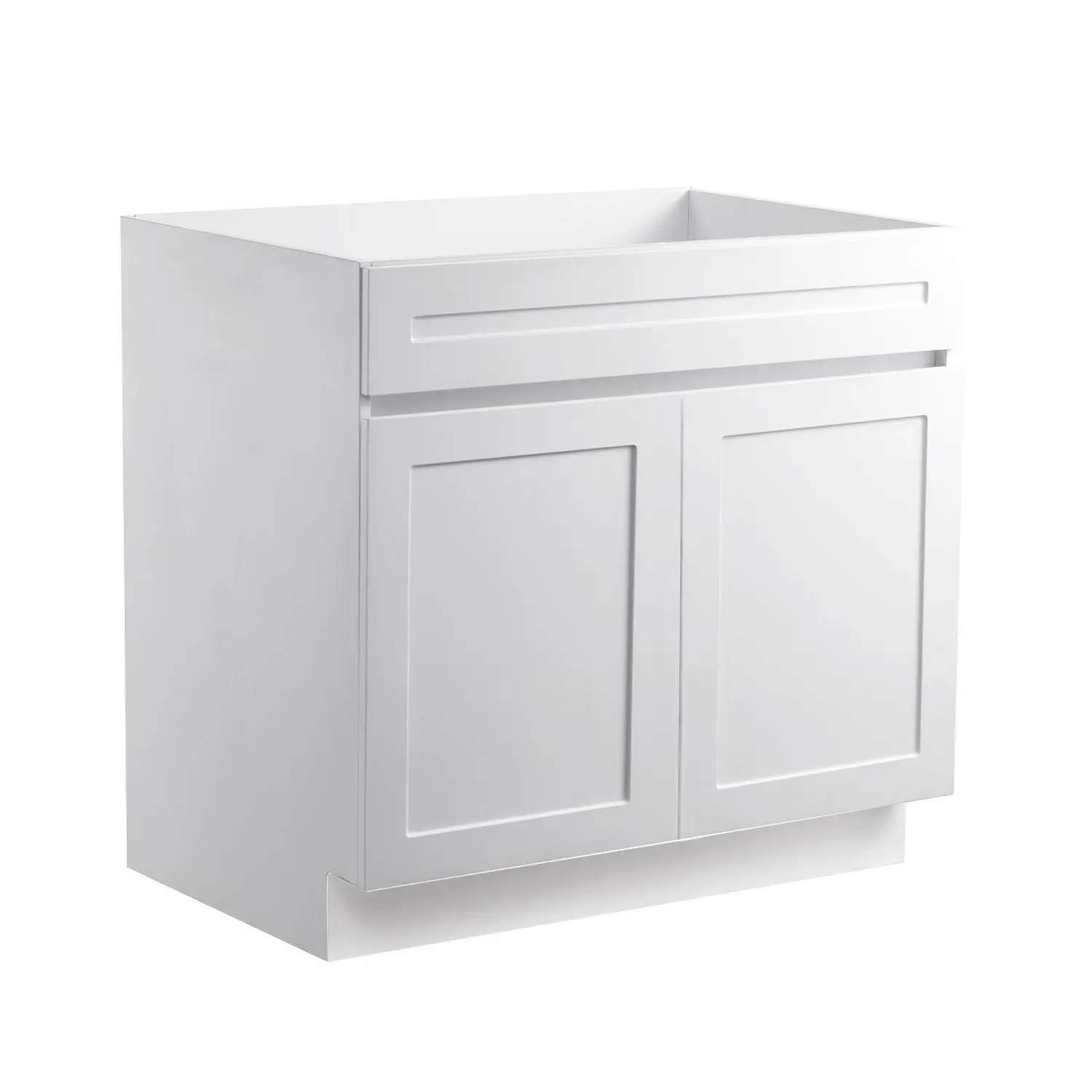 VEVOR White Shaker Base Cabinet, 36-Inch Unassembled Sink Base Cabinet, 36" Wx 24" Dx 34.5" H Ready to Assemble Cabinet with Soft-Close Doors and Adjustable Shelf, for Home Office