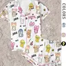 Women's K-Pop Style Kawaii Animal Print Pajamas, 2-Piece Short Sleeve Sleep Set, Lounge Pjs Set, Cute Cartoon Sleepwear Loungewear, Loungewear Outfit, Perfect Summer Gift