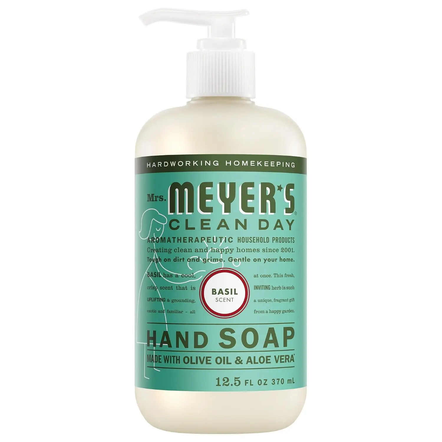 Basil Scent Gentle Cleansers Liquid Hand Soap, 12.5 Fl Oz Household Bottle for Indoor Recreation Use