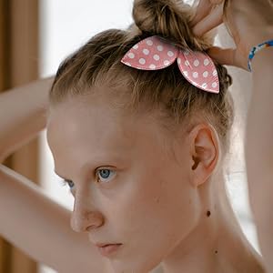 4Pcs Women's Korean Magic Cute Rabbit Bunny Ear Sponge Hair Styling Tools Polka Dot Bow Bun Maker Curler Twist for Ponytail