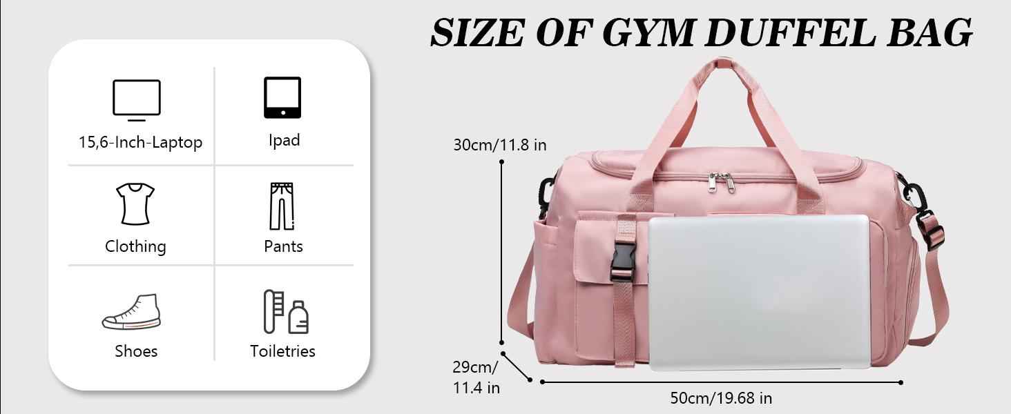 Gym Duffle Bag for Women Men, Sports Backpack with Wet & Shoe Compartment, Fitness Overnight Weekender Bag for Yoga, Swim, Travel (Style B, Black)