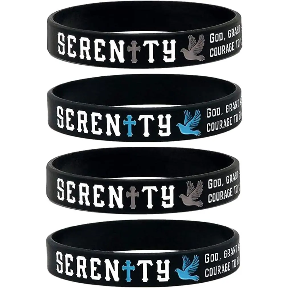 Serenity Prayer  Bracelets for Men Women Rubber Wristbands with Inspirational Words Unisex Sobriety  Gifts