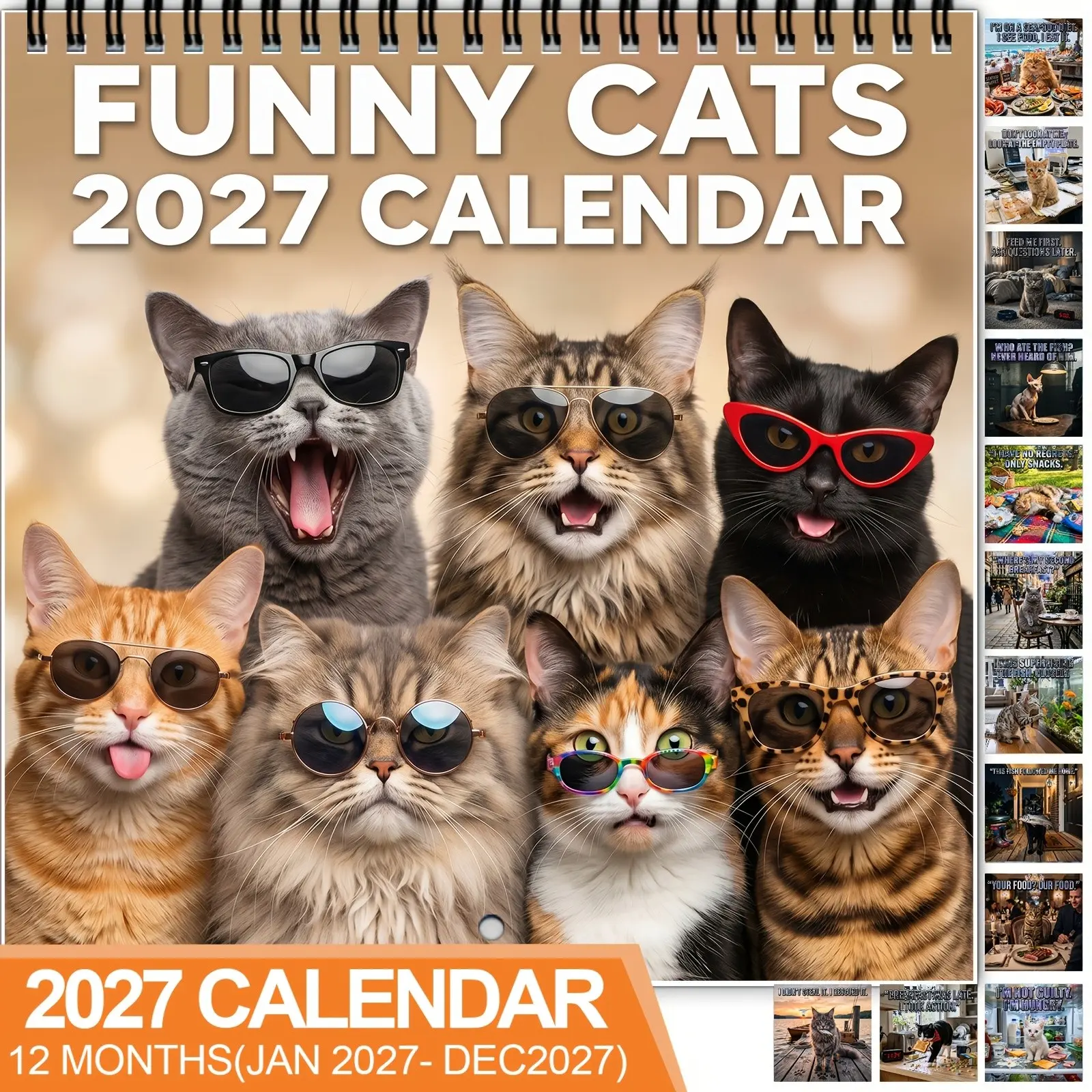😹 2027 Funny Cats Calendar – 12-Month Cat Meme Calendar, Hilarious Kitty Photos from Jan–Dec 2027, Fun Gift for Cat Lovers 🎁