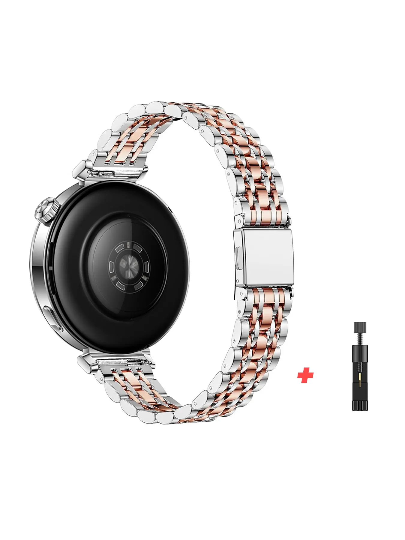 1PC Stainless Steel Style Smart Watch Band 18/20/22mm Universal Replacement Strap for Samsung Galaxy Watch, Huawei Watch GT Series, Garmin, Xiaomi, Redmi, Fossil & More, Premium Metal Look, Breathable Sweat Resistant Wristband, Unisex