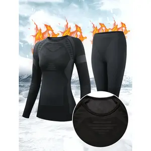 Women's Ewzzeed 2-Piece Sports Thermal Underwear Set - Long Sleeve Warm Top, Stretch Leggings for Running, Skiing - Fall & Winter Activewear