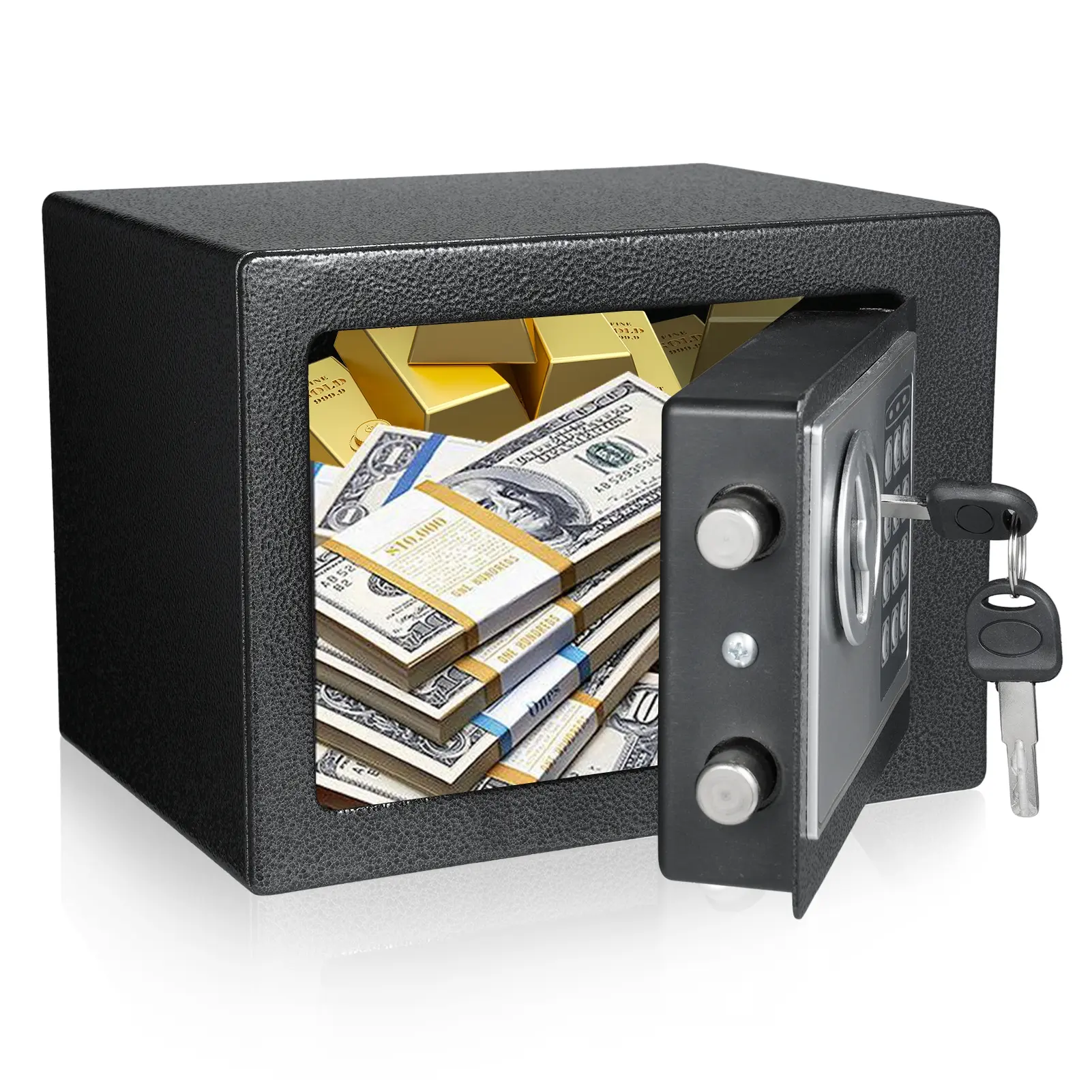 Fireproof Waterproof Metal Safe with Lock & Key, 1 Count Security Safe Box, Cash Jewelry Document Storage Box for Home Office Dormitory Hotel