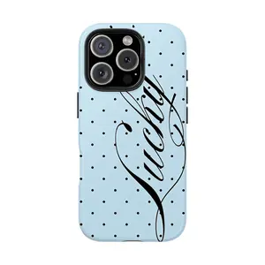 Lucky Script Design Phone Case for iPhone 17 Air 16 Plus 15 Promax 14 13 12 11 Pro,  and  Samsung Galaxy S21-25 Double-Layer TPU Shockproof Protective Cover