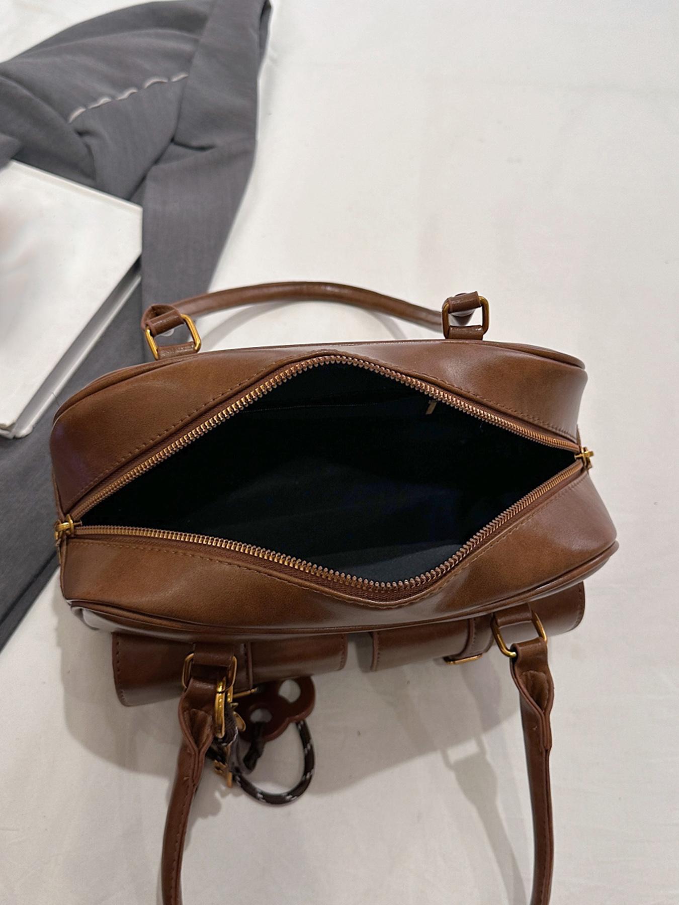 Women's Elegant Solid Color Shoulder Bag, Fashionable PU Leather Bag for Daily Use, Casual Versatile High-quality Daily Commuting Bag, Crossbody Shoulder Bag