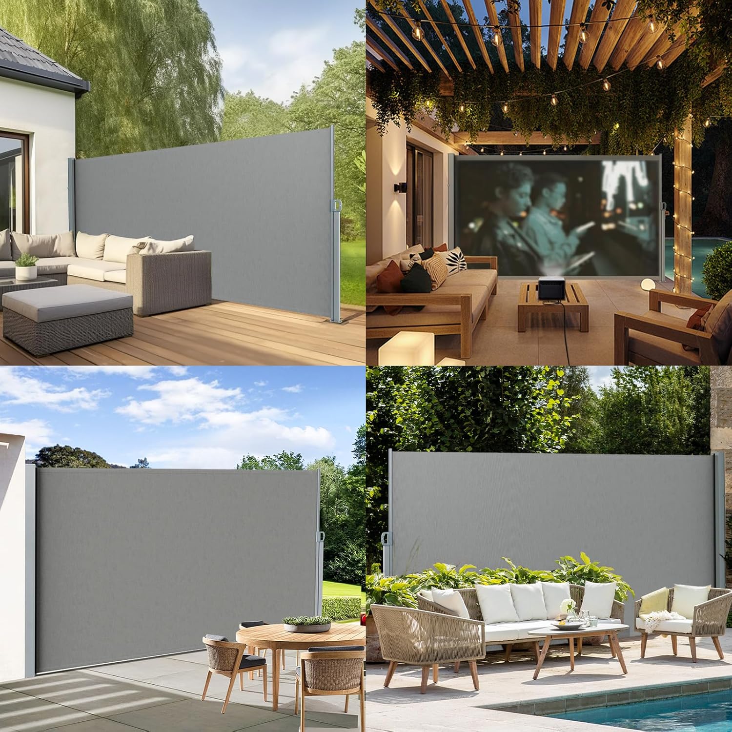 Retractable Side Awning Outdoor Privacy Screen, UV Resistant & Waterproof Folding Room Divider Fence, Windproof Patio Sunshade for Backyard, Garden, Balcony and Commercial Use