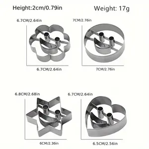 Stainless steel happy face cookie cutters, DIY 4-piece baking set, perfect for the kitchen, dining, back-to-school season, Easter, Halloween, Christmas gifts, and jelly molds
