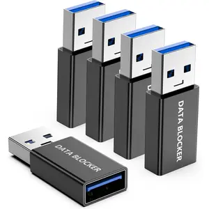 5 Pack USB Data Blocker Adapter, USBA Data Blocker for  15 16 17 and for Android Phone or for ipad, usb-a to usb-a data blocker adapter Only for Charge, Protect Against Juice Jacking ( Black )