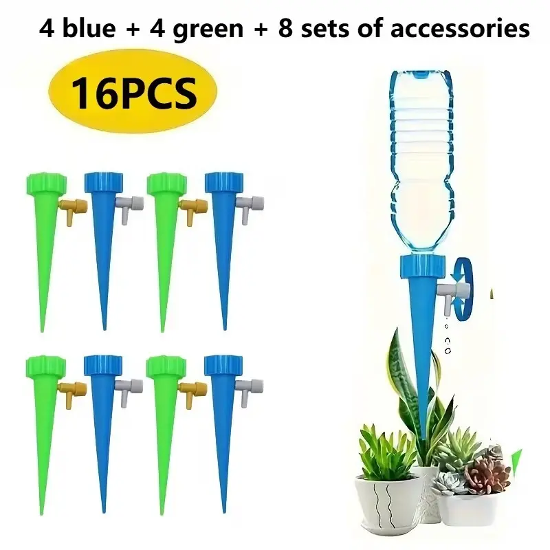 16-Piece Automatic Self-Siphon Irrigation System, Timer and Flow Control, Leak-Proof, Suitable for Pots, Flower Beds, Greenhouses