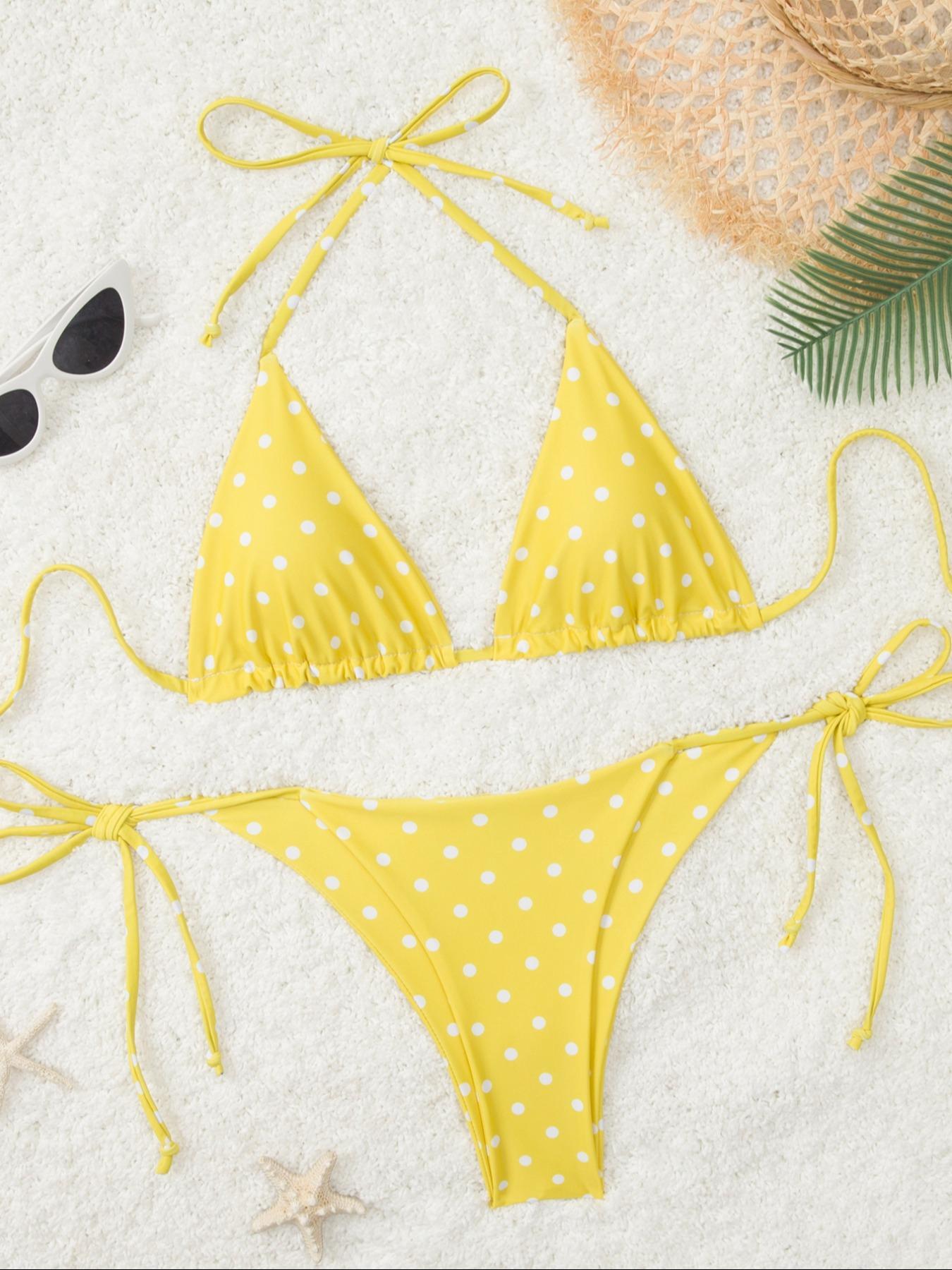 Women's Polka Dot Print Bikini Set, Casual Fashion Chic Swimsuit Set, Ladies Swimwear for Beach Holiday Vacation, Swimsuit Style Bikini, Bikini Outfits, Swimsuits Bikinis, Summer Bikini