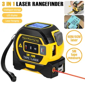 All-In-One 3-In-1 Laser Distance Measurer, Tape Measure + Rangefinder + Angle Measurement, 40m/60m, LCD Display, Indoor/outdoor Use